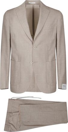 Eleventy Kostuums, Heren, Beige, M, Leer, Single Breasted Suit