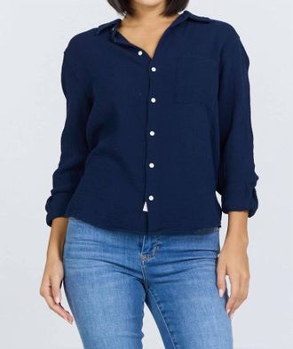 Dear John Denim Gaia Gauze Button Down Shirt In Navy