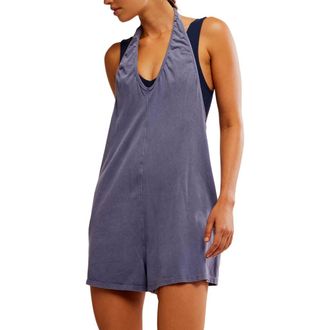 Free People FP Movement Hot Shot Halter Romper in Blue Indigo at Nordstrom Rack, Size X-Large