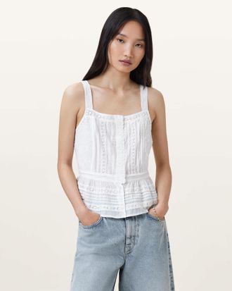 AllSaints Catalina Square Neck Broderie Top