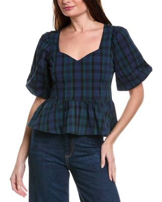Sail to Sable Puff Sleeve Peplum Top In Emerald