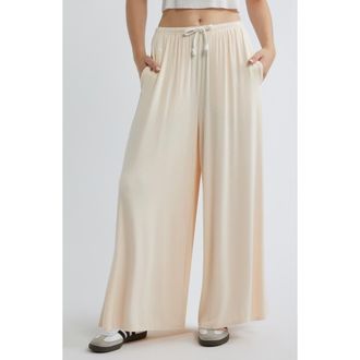 Boys Lie Leah Main Squeeze Embroidery Wide Leg Drawstring Pants in Peach at Nordstrom, Size X-Small