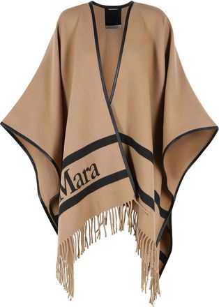 Max Mara Aris Camel Jacquard Wool Poncho