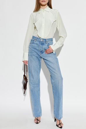 Victoria Beckham Silk Shirt, Womens, Green