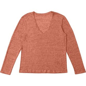 Fortela Long Sleeve Linen T-Shirt in Red at Nordstrom, Size X-Small Eu