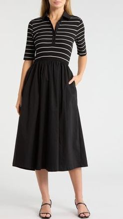 West K Stripe Bodice Polo Dress in Black at Nordstrom Rack, Size X-Small