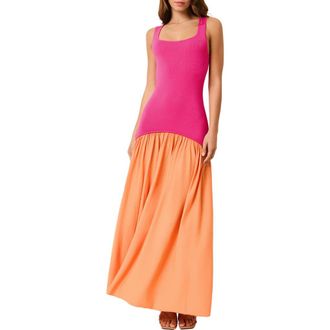 Solid & Striped The Camila Two-Tone Dress in Orange Soda X Paradise Pink at Nordstrom, Size X-Small