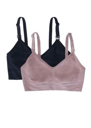 Ingrid & Isabel 2-In-1 Maternity Nursing Pumping Bra 2-Pack Bundle in Black/mauve at Nordstrom, Size X-Large D