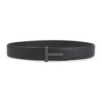 Tom Ford Belts, male, Black, 95 CM, Grain Leather T Icon Belt