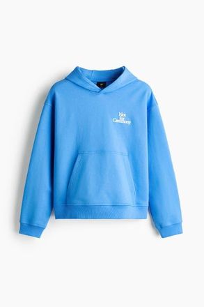 H&M Loose Fit Motif-detail Hoodie in Light Blue/not For Ceremony at Nordstrom, Size Xxx-Large