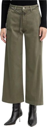 Liu Jo Wijde broek - Dames - Wijde Broeken - Groen - W25 - Katoen - Broeken