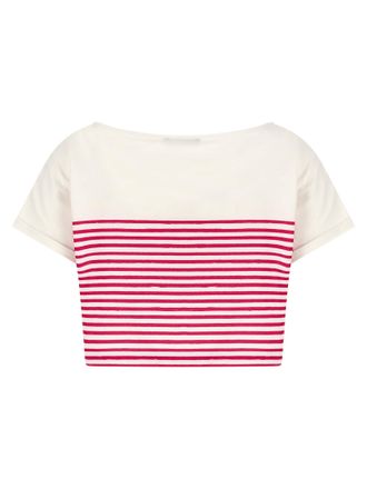 Balmain Womens Fuchsia Cotton T-Shirt
