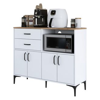 Dmora Aparador Cavriana, Alacena 2 Cajones, 2 Estantes, Puerta Batiente, Deslizante, 120x40x99h Cm Blanco