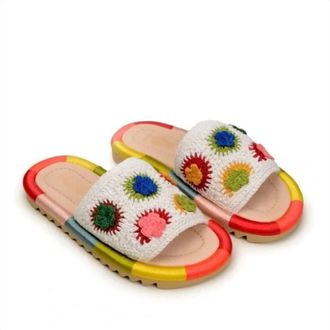 Farm Rio Womens Crochet Sandals In White Multi