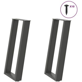 vidaXL Vidaxl - Patas Para Consola En Forma De U (2 Unidades), Antracita, 28 X (72-73) Cm, Acero