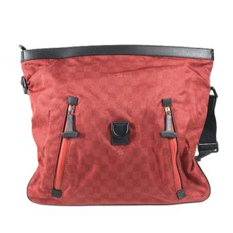 Louis Vuitton Black Red Color Leather Nylon Shoulder Bag Tote Bag (Pre-Owned)