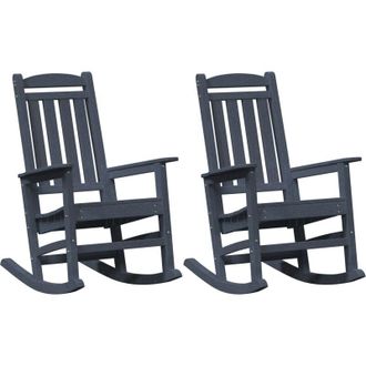 vidaXL Silla Mecedora De Jard&iacute;n 2 Pcs Azul Marino 70 X 92 X 108cm Vidaxl