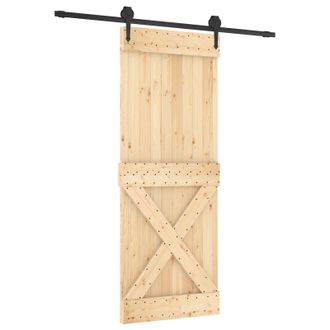 vidaXL Puerta Corredera Natural Y Negro 80 X 210 Cm Vidaxl