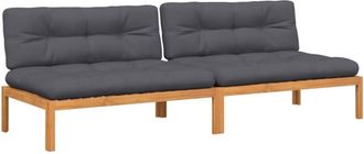 vidaXL Sof&aacute;s Centrales De Palets Jard&iacute;n Y Cojines 2 Uds Madera Acacia Vidaxl