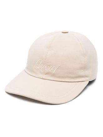 Brioni Honkbalpet met geborduurd logo - Beige