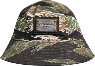 Dolce & Gabbana DG Plaque Wide Brim Bucket Hat - Heren - Hoeden - Veelkleurig - ONE Size - Katoen - Accessoires
