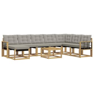 vidaXL Conjunto De Sof&aacute;s De Exterior 9 Pcs Blanco Y Gris Claro Vidaxl