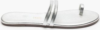 Tkees Leah Sandals Womens Silver Metallic Leather Toe Post Slip On Hawk3356