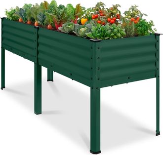 Best Choice Products 72x24x30in Non Toxic Elevated Galvanized Metal Garden Bed Corner Protectors