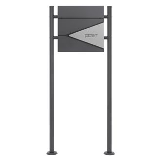 ML Design Ecd Germany Buz&oacute;n De Correo Antracita Con Soporte 120 Cm Para Cartas Con Compartimento Para Peri&oacute;dico 37 X 37 X 11 Cm Acero Inoxidable Con 2 Llaves So