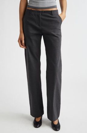 Paloma Wool Sil Herringbone Suiting Straight Leg Trousers in Grey at Nordstrom, Size 10 Us