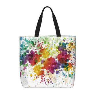 Generic Women Handbag Funny Paint Drop Splatter Colorful Travel Tote Bag Reusable Retro Shoulder Bags, For Holiday, Daily, Gym, School, Work