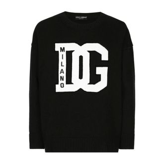 Dolce & Gabbana Black Jumpers Girocollo Over - male - Dolce & Gabbana - Round-neck Knitwear - Black - XL - Knitwear