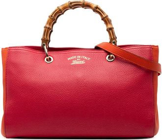 Gucci Pre-owned Gucci Medium Bicolor Calfskin Bamboo Shopper Satchel 323660 001998