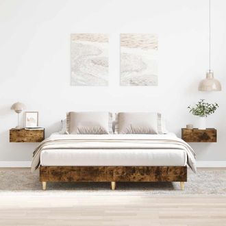 Berkfield Home Bed Frame No Mattress Smoked Oak 140x200 cm Engineered Wood in Brown