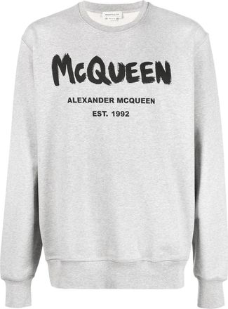 Alexander McQueen SS24 Graffiti Organic Cotton Sweatshirt Grey 688713QTZ810902