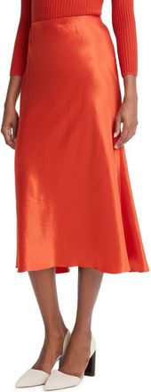 Vince Bias Satin Midi Skirt in Vermillion at Nordstrom Rack, Size Small