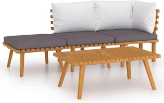 vidaXL Muebles De Jard&iacute;n 4 Piezas Con Cojines Madera Maciza De Acacia Vidaxl