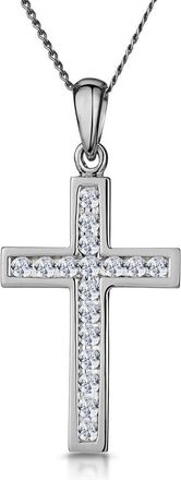 The Diamond Store Cross Pendant Necklace 0.25CT Diamond in 9K White Gold