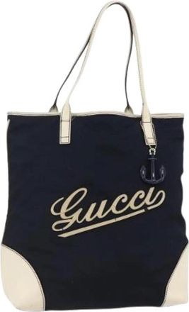 Gucci Pre-owned Nylon Tote - Dames - Vintage Shopper - Blauw - ONE Size - Nylon - Vintage