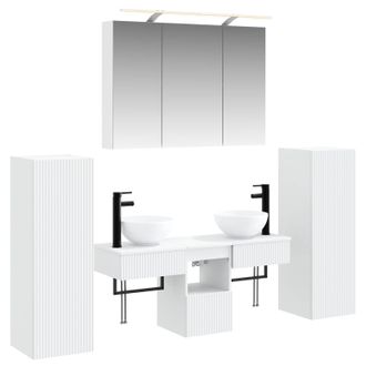 vidaXL Juego De Muebles De Ba&ntilde;o Montada En La Pared 6 Pcs Blanco Vidaxl