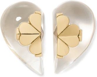 Kate Spade New York Statement Heart Lucite Stud Earrings in Clear/gold at Nordstrom