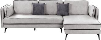 Beliani Corner Sofa 3 Seater ALTAN Velvet Light Grey Left Hand
