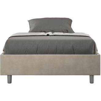 ITYhome Letto Singolo rivestito in Microfibra - azelia - Dimensione Rete: 100x190 - Tipologia Letto: Con Rete e Contenitore - Colore: Sabbia