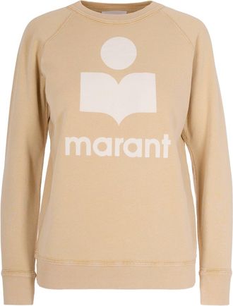 Isabel Marant Light Ochre Cotton Sweatshirt with Flocked Logo