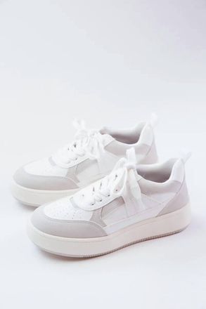 Mia Womens Dice Platform Sneaker In White/off White