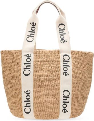 Chlo&eacute; Large Woody Basket Bag - Dames - Shoppers - Beige - ONE Size - Leer - Tassen