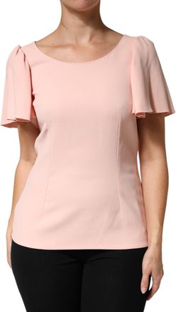 Dolce & Gabbana Pink Short Sleeves Round Neck Blouse Womens Top