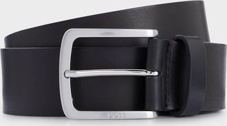 Boss Orange by Hugo Boss Mens Jor-V Italian-Leather Belt With Logo-Engraved Buckle in Black - Size 40 (Waist)
