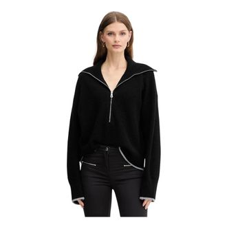 Pinko Pinko - Wool and Cashmere Zip Knit - Dames - Truien - Zwart - Maat: XS Wol