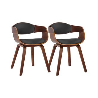 Clp Set de 2 sillas con asiento en Simil cuero Nogal/negro